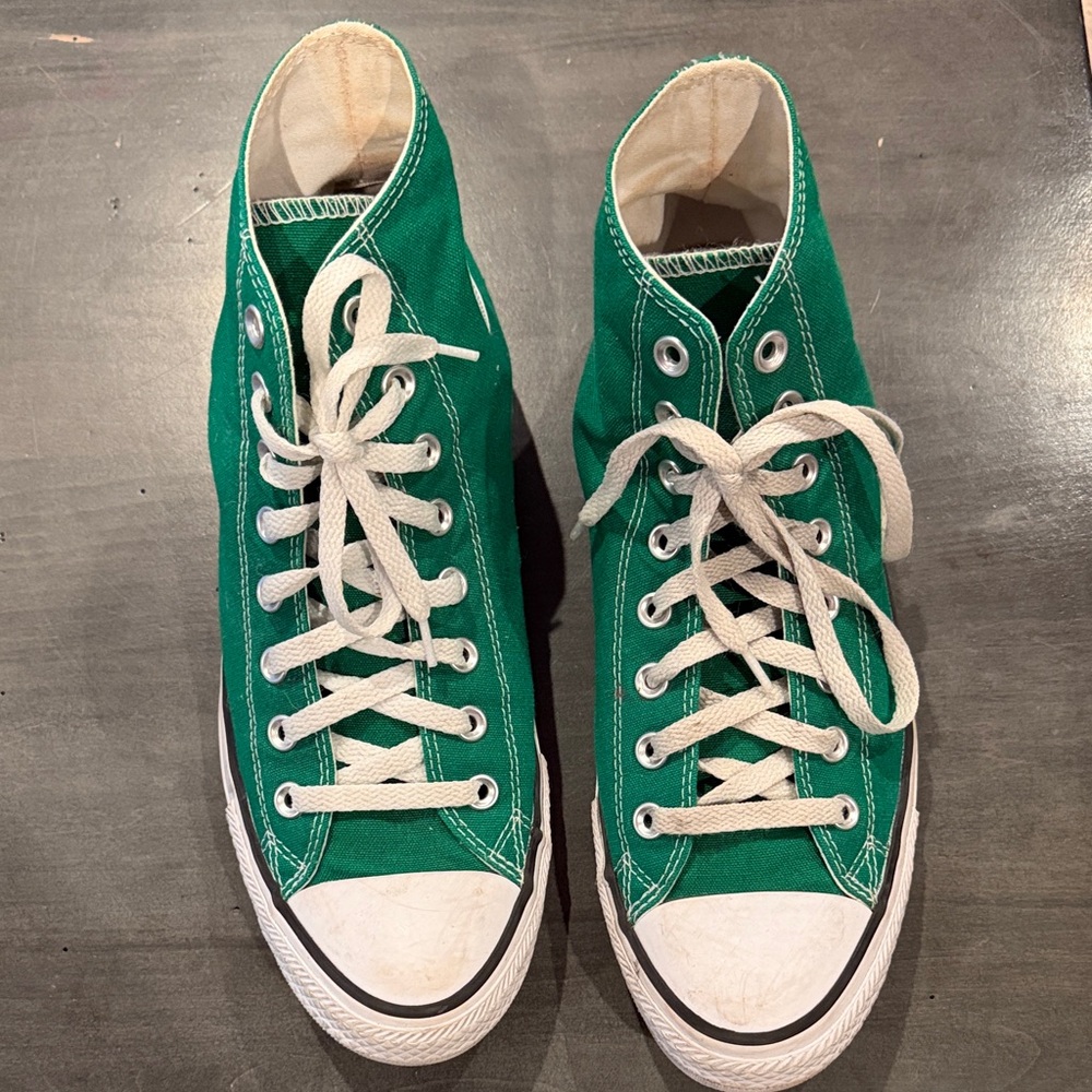 Converse High-Top Sneakers in Green and White